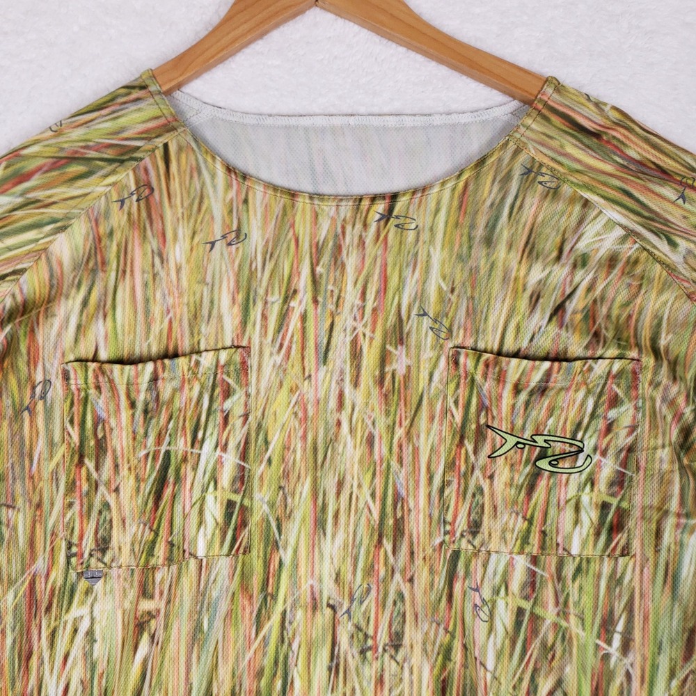 Fish Hide Sportswear Camo Fishing Shirt Mens 2XL Long Sleeve Performance Marsh - Picture 2 of 10